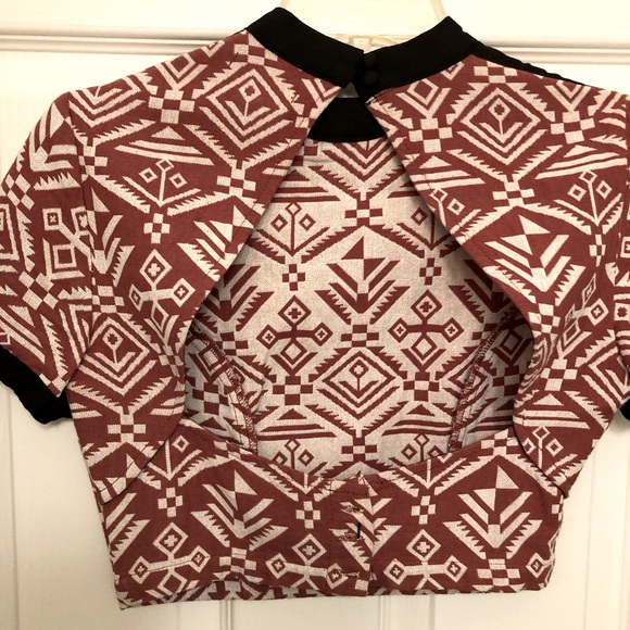 Tribal Print Open Back Crop Top - Picture 3 of 8